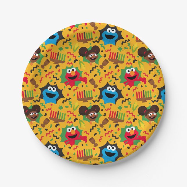 Assiettes En Carton Sesame Street Kwanzaa Motif (Devant)