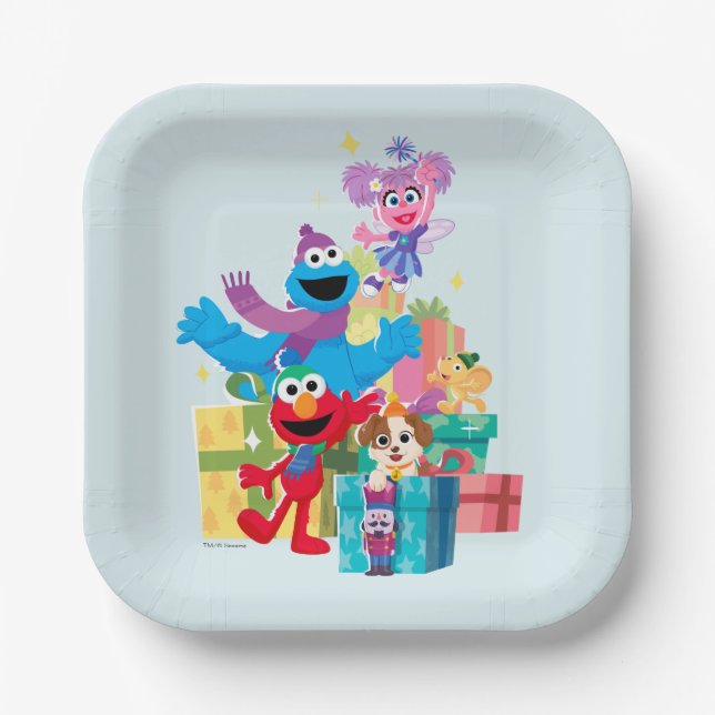Assiettes En Carton Sesame Street Pals and Presents (Recto)