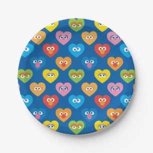 Assiettes En Carton Sesame Street Valentine Hearts Motif