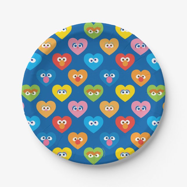 Assiettes En Carton Sesame Street Valentine Hearts Motif (Devant)