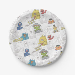 Assiettes En Carton Sesame StreetVintage Comic Motif