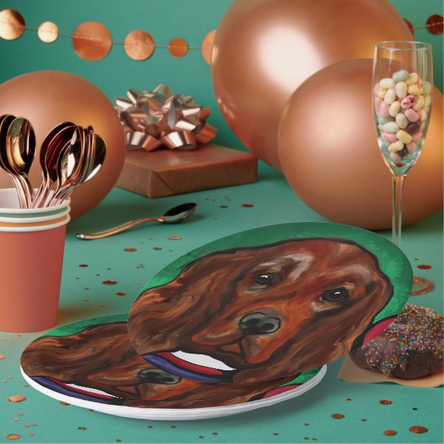 Assiettes En Carton Setter Rouge Irlandais    (Multi)