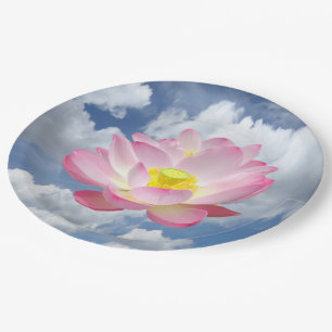 Assiettes En Carton Seulement une fleur de Lotus + votre texte et