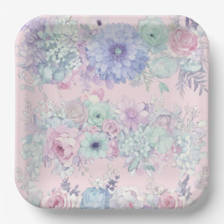 Assiettes En Carton Shabby Chic Dreamy Mist Pastel Couleurs Sans Seaml