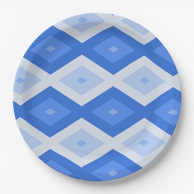 Assiettes En Carton Shades of blue diamond pattern (Devant)