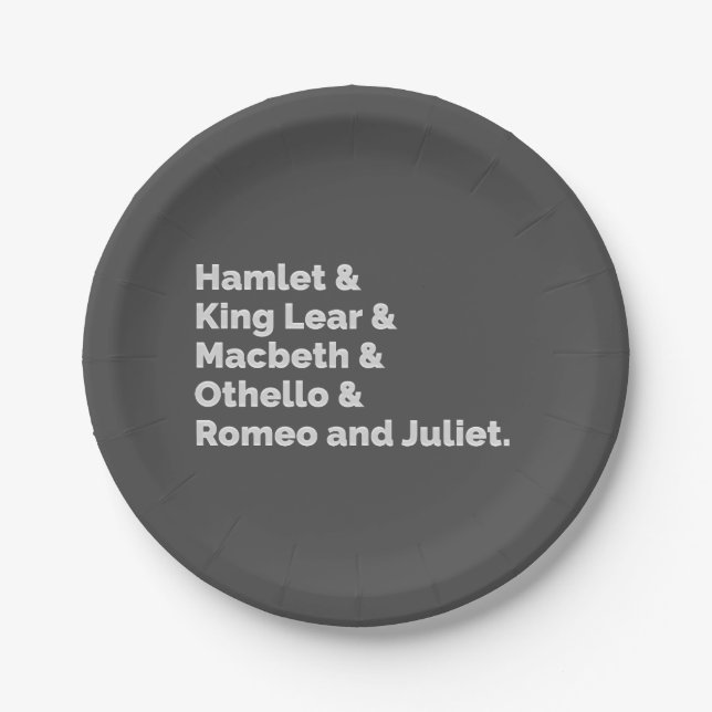 Assiettes En Carton Shakespeare Joue I (Devant)