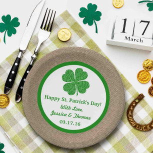 Assiettes En Carton Shamrock & Burlap St. Patrick's Day
