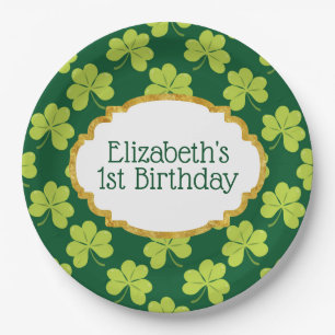 Assiettes En Carton Shamrock de Clover Vert mignon Anniversaire Motif