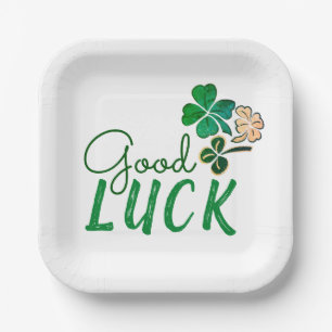 Assiettes En Carton Shamrock de fermeture à quatre feuilles vert