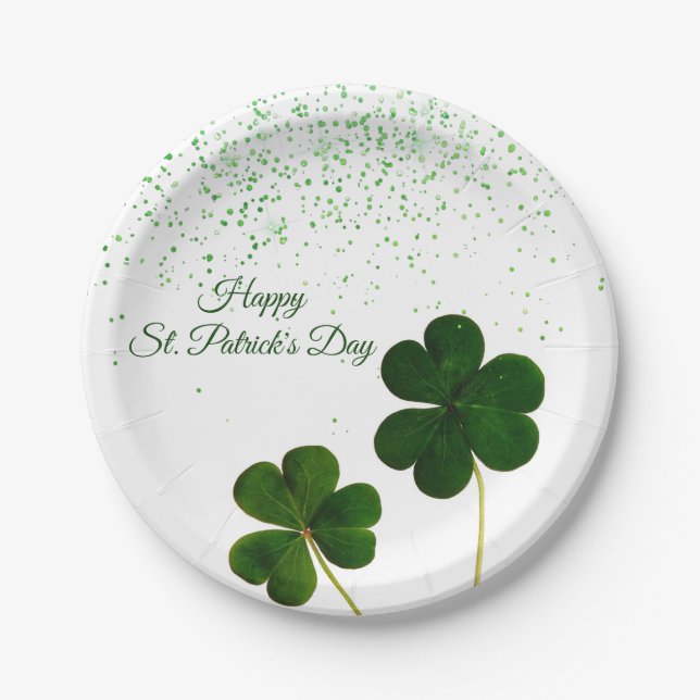Assiettes En Carton Shamrock de la verdure St. Patricks (Devant)
