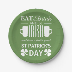 Assiettes En Carton Shamrock et bière irlandaise St Patrick's Day