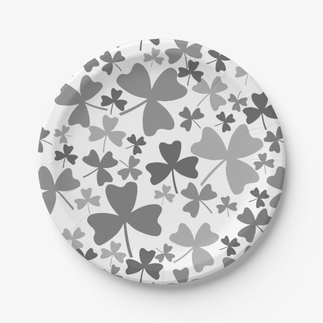 Assiettes En Carton Shamrock gris (Devant)