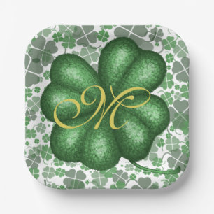 Assiettes En Carton Shamrock monogramme