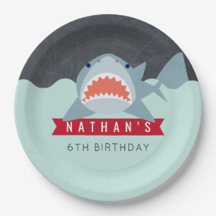 Assiettes En Carton Shark Boy Marine Blue Pool Plaque en papier d'anni