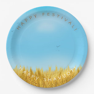 Assiettes En Carton SHAVUOT Festival Juif Fête Gold blé
