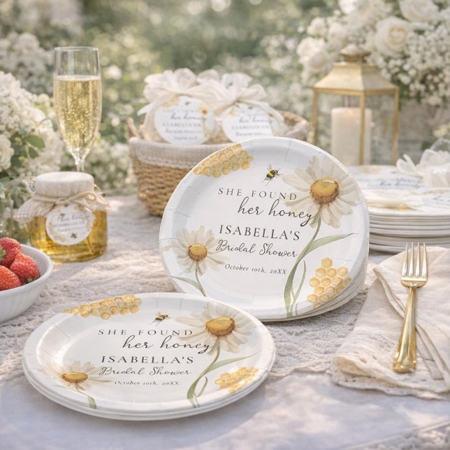 Assiettes En Carton She Found Her Honey Personalized Bee Bridal Shower (Créateur téléchargé)