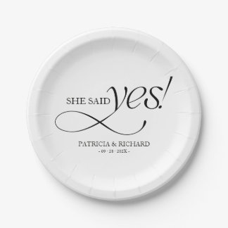 Assiettes En Carton She Said Yes Modern Minimalist Engagement Party