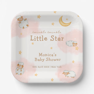Assiettes En Carton Sheep Twinkle Twinkle Moon Stars Girl Baby shower