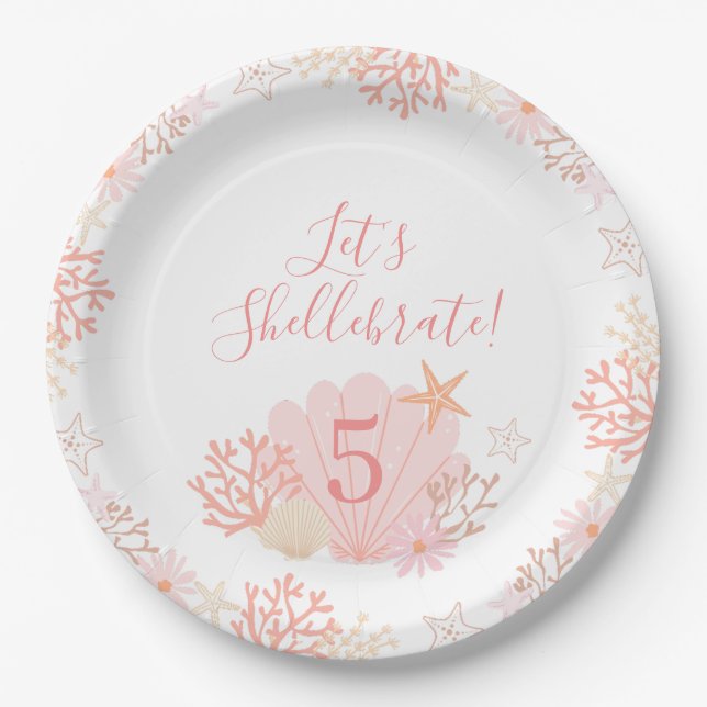 Assiettes En Carton Shell Girl Birthday Party Plates (Devant)