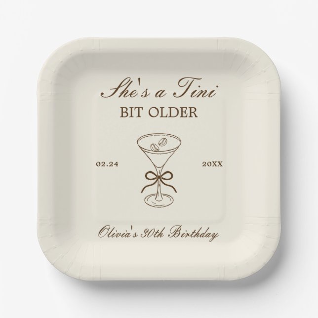Assiettes En Carton She's A Tini Bit Older Coffee Martini Birthday (Recto)