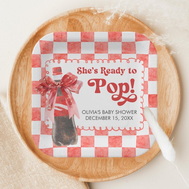 Assiettes En Carton She's Ready to Pop Baby Shower (She's Ready to Pop Cola Baby Shower Paper Plate)