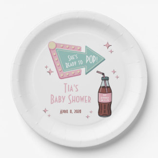 Assiettes En Carton She's Ready to POP Diner, Soda Baby Shower Welcome