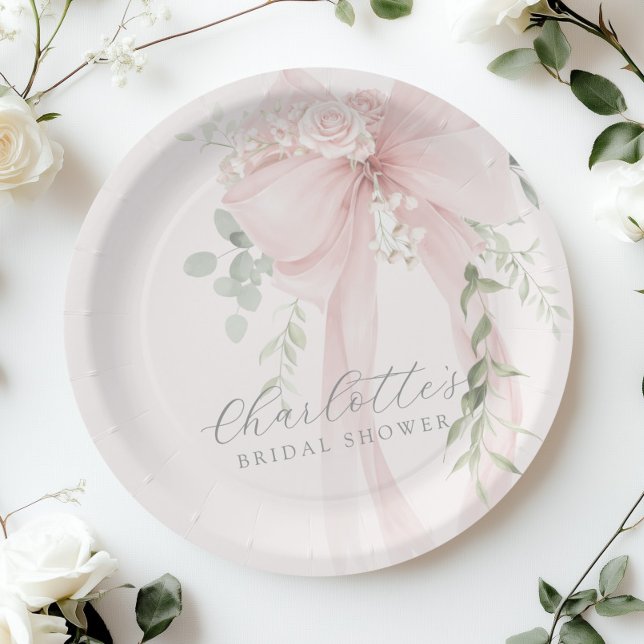 Assiettes En Carton She's tying the knot Bow Bridal Shower (Créateur téléchargé)