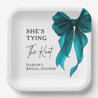 Assiettes En Carton She's Tying The Knot Turquoise Bow Bridal Shower