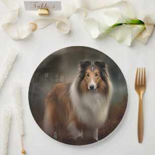 Assiettes En Carton Shetland Sheepdog Halloween effrayant