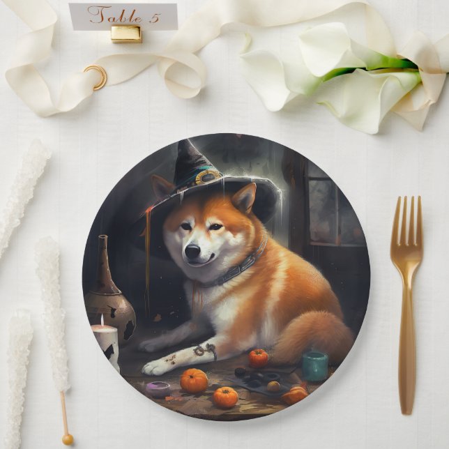 Assiettes En Carton Shiba Inu Citrouilles Halloween effrayant (Mariage)