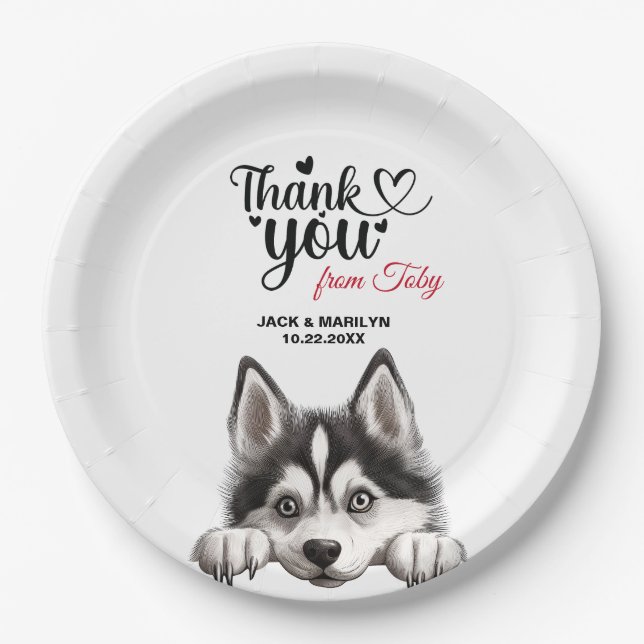 Assiettes En Carton Sibérie Husky Chig Mariage Merci (Devant)