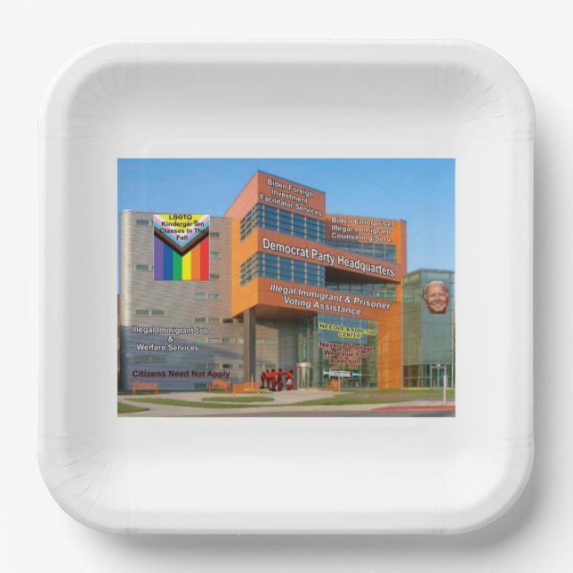 Assiettes En Carton Siège du parti démocrate (Recto)