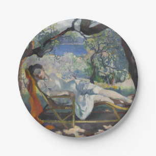 Assiettes En Carton Siesta (Jeanne se reposant dans un beau jardin fra
