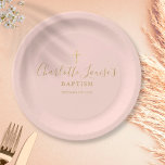 Assiettes En Carton Signature Or Baptême Christening Blush Pape Rose<br><div class="desc">Doté d'un nom de signature de script or. Personnalisez avec votre baptême spécial ou information de baptême en lettres d'or chic sur un arrière - plan rose roux. Conçu par Thisisnotme©</div>