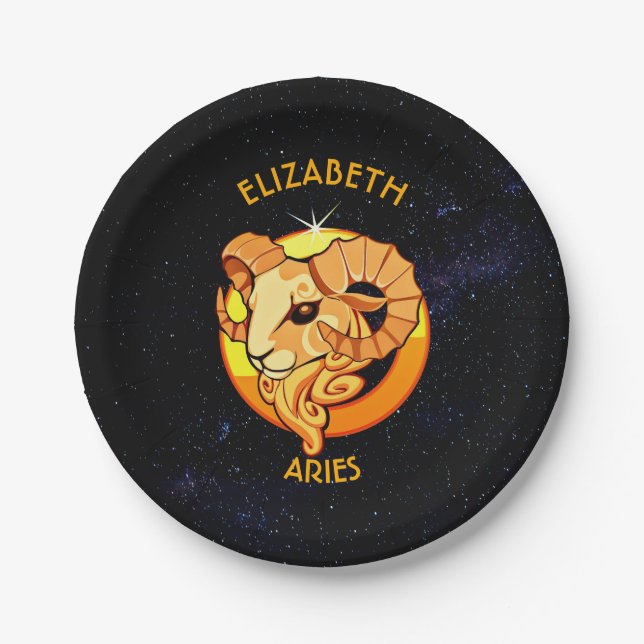 Assiettes En Carton Signe d'anniversaire de zodiaque de Bélier avec (Devant)