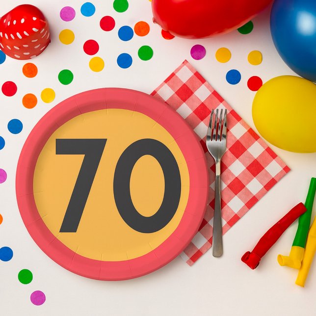 Assiettes En Carton SIGNE DE LA ROUTE À 70 Vitesse Limite (Créateur téléchargé)