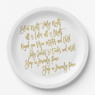 Assiettes En Carton Silence Night Christmas Carol Lyrics Gold White