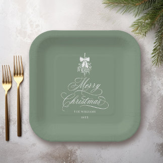 Assiettes En Carton Silencieux romantique calligraphie Joyeux Noël