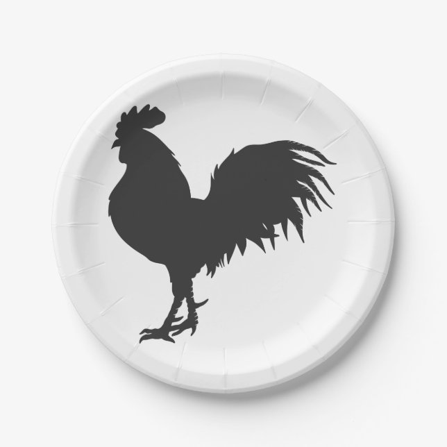 Assiettes En Carton Silhouette de coq - Choisir la couleur arrière - p (Devant)