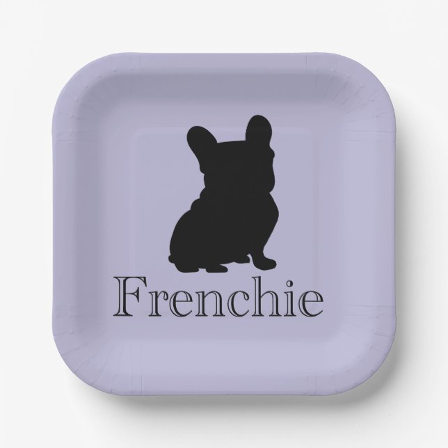 Assiettes En Carton silhouette de Frenchie (Recto)