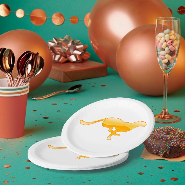 Assiettes En Carton Silhouette de guépard doré en course (Créateur téléchargé)