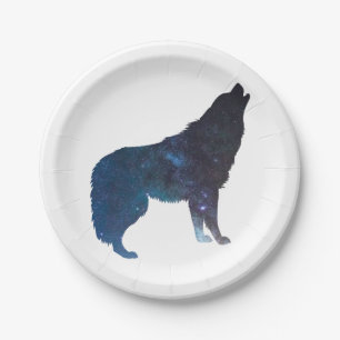 Assiettes En Carton Silhouette de l'univers du loup - Choisir la coule