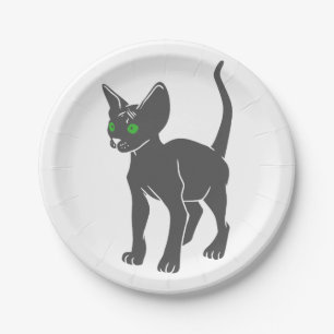 Assiettes En Carton Silhouette du chat égyptien - Choisir la couleur