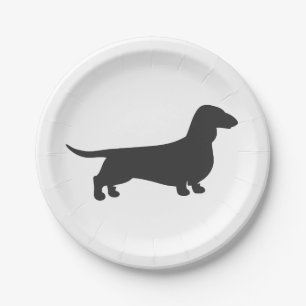 Assiettes En Carton Silhouette noire de dachshund