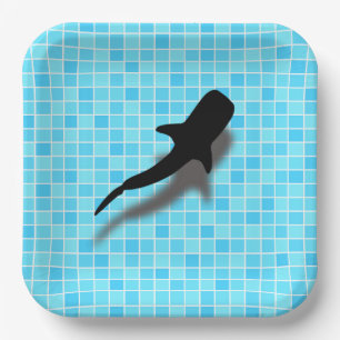 Assiettes En Carton Silhouette requin baleine dans la piscine