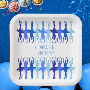 Assiettes En Carton Silhouettes de groupe Ballerina Bleue Personnalisé
