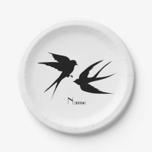 Assiettes En Carton Silhouettes d'oiseaux hirondelles Thunder_Cove 