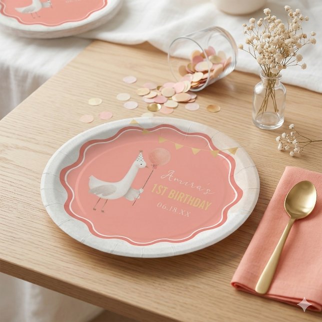 Assiettes En Carton silly goose 1st birthday personalized (Créateur téléchargé)