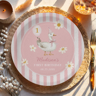 Assiettes En Carton Silly Goose Daisy Girl 1er anniversaire fête