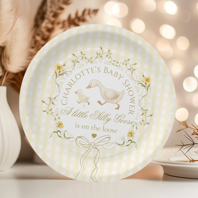 Assiettes En Carton Silly Goose Gender neutral Yellow Baby Shower (Créateur téléchargé)